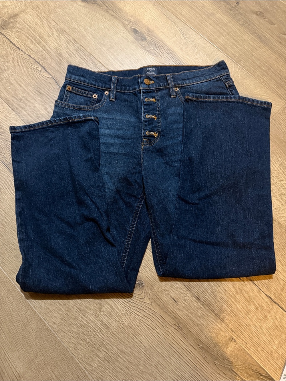 J. Crew Mid-Rise Flare Cropped Button-Fly Dark Indigo Jeans